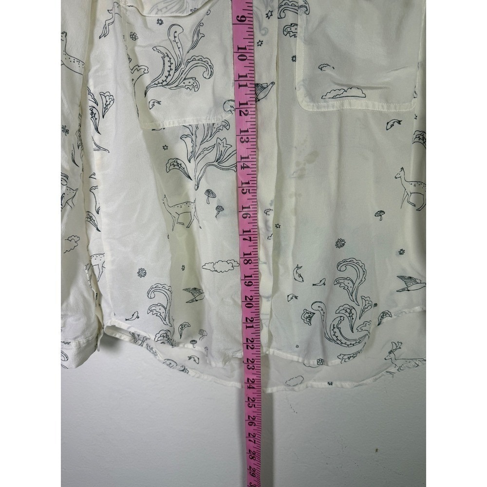 Club Monaco Womens XS Long Sleeve Button Down Shirt Cream Deer Paisley Print - Picture 6 of 8